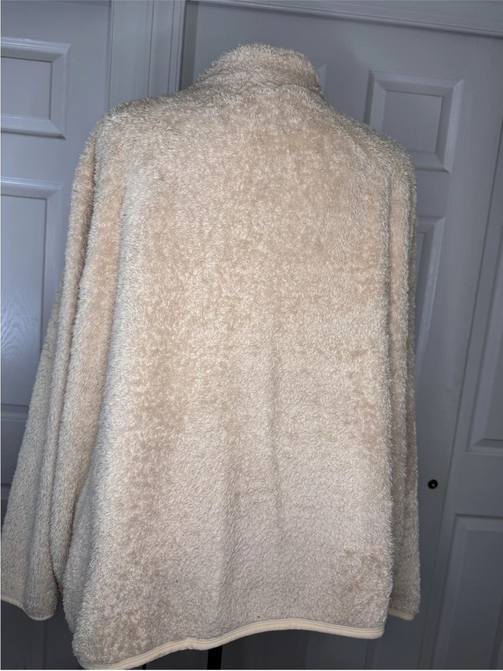 Woman Within Plush Cream Teddy Zip-Up Jacket - Picture 6 of 11